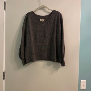 Lou & Grey boucle sweater - grey v-neck, size small